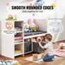 Toddler Bookshelf and Bookcase with Detachable Seat Cushion, 6-Cubby Storage Organizer Bench with 3 Drawers, Ideal for Playroom, Bedroom, Living Room or Entryway, White Image 5