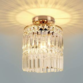 Light Fittings Ceilings - Gold Chandelier Crystal Light, Semi-Flush Ceiling Lights for Bedroom, Living Room, and Hallway Lighting Fit for E27 Base (FREE POSTAGE)