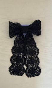 Claires Large Black Crochet Style Hair Bow Clip
