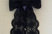 Claires Large Black Crochet Style Hair Bow Clip