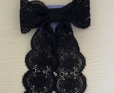 Claires Large Black Crochet Style Hair Bow Clip