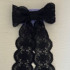 Claires Large Black Crochet Style Hair Bow Clip