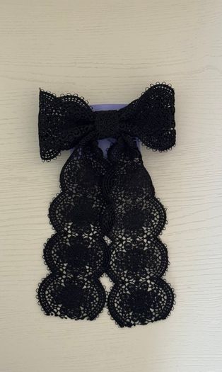 Claires Large Black Crochet Style Hair Bow Clip