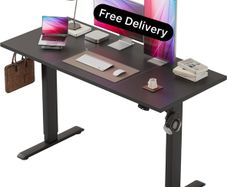 Electric Standing Desk, 2 Memory Buttons, 120x60cm Height Adjustable Desk for smart Pannel, 72-116cm, Sit Stand Desk with 2 Hooks, Home Office Desk, 2 pcs Desktops, Black