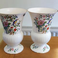 2XAynsley Trumpet Vase (large) - Pembroke Aynsley Fine Bone China Porcelain Made in England Pembroke Pattern Collectable Gift Vintage