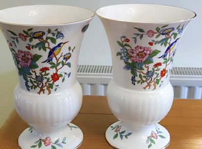 2XAynsley Trumpet Vase (large) - Pembroke Aynsley Fine Bone China Porcelain Made in England Pembroke Pattern Collectable Gift Vintage