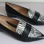 EMIS Womens Pointed Leather Loafers Shoes Black White Animal Print UK4.5 New In Box CAN POST Image 9