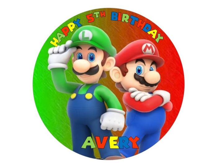 Mario Brothers personalised edible cake topper 7'