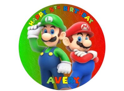 Mario Brothers personalised edible cake topper 7'