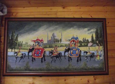 Indian Royal procession Painting - Signed B. McMullan