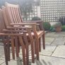 8 Solid Teak Garden Patio Chairs with Green Cushions 500euro Image 4