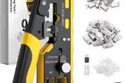 RJ45 Crimp Tool - 3 in 1 Pass Through Ethernet Crimping Tool Kit with 20PCS CAT7 Gold-Plated Copper Shielded Connectors &amp; 20PCS Protection Covers for 8P CAT5 Cat6 CAT7 &amp; 6P RJ11 RJ12