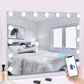 SALE Hollywood Mirror with Bluetooth 15 LED Dimmable Bulbs Hollywood Vanity Mirror with Lights Lighted Makeup Mirror with USB Charging Port and 10X Magnifier Mirror Touch Screen