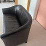 mahogany brown glossy faux leather couch Image 2