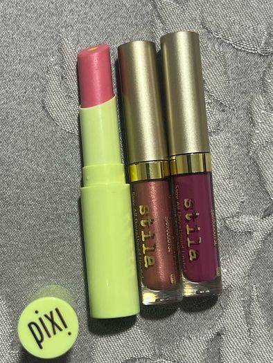 Stila stay all day liquid lipsticks and Pixi pink lip balm