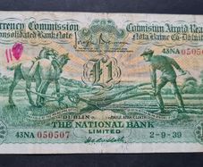 Ireland 1939  1 Pound Ploughman The National Bank Limited Banknote