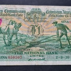 Ireland 1939  1 Pound Ploughman The National Bank Limited Banknote