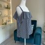 Brand-new Navy & White Stripped Cold Shoulder Ladies Top from Dunnes Stores Image 9