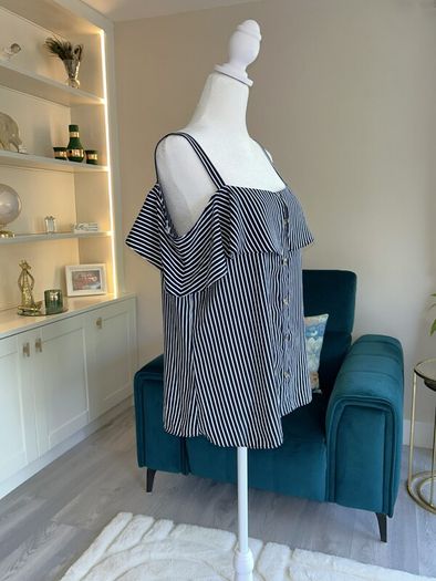 Brand-new Navy & White Stripped Cold Shoulder Ladies Top from Dunnes Stores