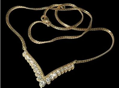 Vintage 18ct Yellow Gold Diamond Necklace