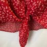 Red Floral Tie Front Knot Top Size S! Image 3
