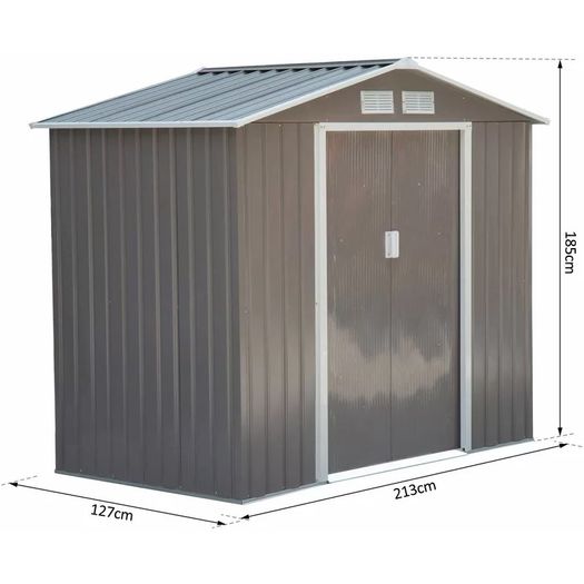 7ft. W X 4ft. D Metal Apex Garden Shed (free Postage)