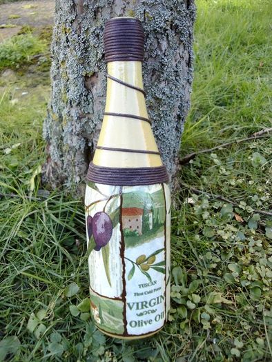 Hand made decoupage bottle.