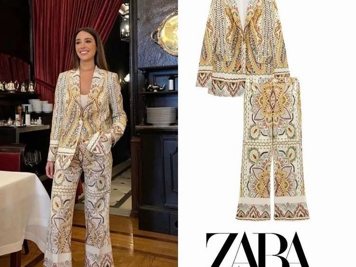 Gorgeous Zara Bloggers Viral Insta Famous Boho Ethnic Print Linen Blend Suit, Blazer and Trousers