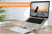 Portable Laptop Stand,10 Levels Height Adjustable Laptop Holder,Lightweight ABS+Silicone Foldable Laptop Riser,Notebook Cooling Stand PC Riser for All Laptops Tablets-White