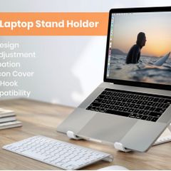 Portable Laptop Stand,10 Levels Height Adjustable Laptop Holder,Lightweight ABS+Silicone Foldable Laptop Riser,Notebook Cooling Stand PC Riser for All Laptops Tablets-White