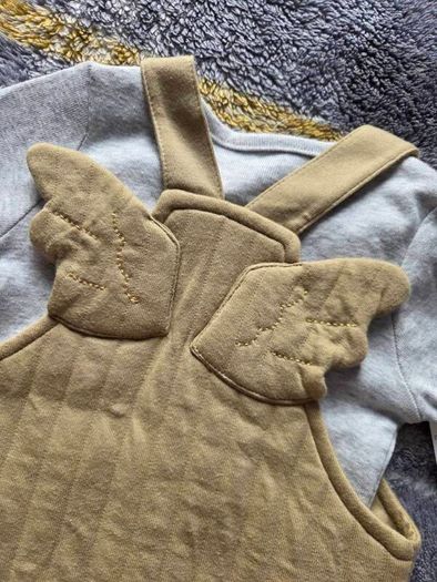 3-6m, With Tags Girls M&S Dungarees with Wings and Bodysuit included