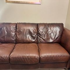 Brown 3 Seater leather couch