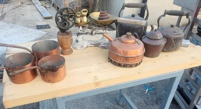 antique copper kettles and pots