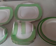 Green and White Vintage China Teaset