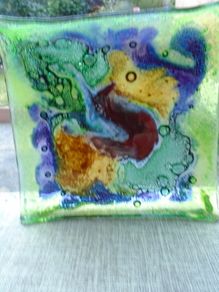 Coloured glass dish, Home decor, Glass dish, Trinket holder, Ornamnents.Gift