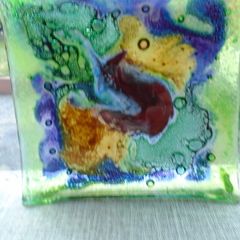 Coloured glass dish, Home decor, Glass dish, Trinket holder, Ornamnents.Gift