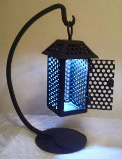 Hand Made Metal Lantern In Satin Black (Quite Heavy)