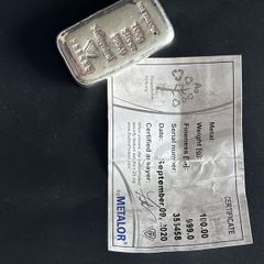 100g Silver bar with Certificate