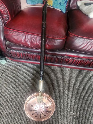 Victorian copper and brass  warming pan.