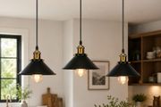 Industrial Pendant Lamp Shapes, 3 in 1 Vintage Edison Style Metal Pendant Light Shades for E27 Ceiling Lights for Kitchen Bar Loft