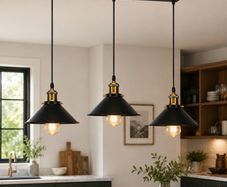 Industrial Pendant Lamp Shapes, 3 in 1 Vintage Edison Style Metal Pendant Light Shades for E27 Ceiling Lights for Kitchen Bar Loft