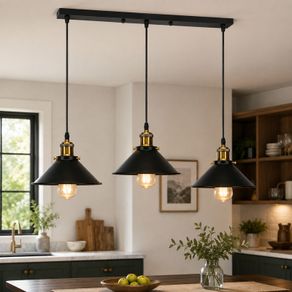 Industrial Pendant Lamp Shapes, 3 in 1 Vintage Edison Style Metal Pendant Light Shades for E27 Ceiling Lights for Kitchen Bar Loft