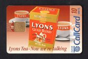 1999 Ireland 10 unit Lyons Tea Gold Blend Pyramid Bags with slogan "Lyons Tea - Now we're talking"  (ODS3) Call Card Used