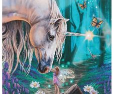 Beautiful Forest Fairy & Unicorn Canvas with Lights - excellent gift