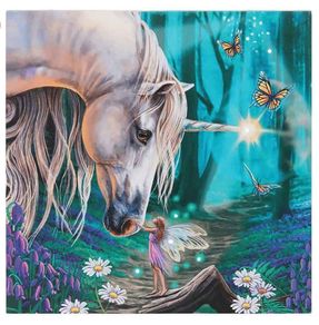 Beautiful Forest Fairy & Unicorn Canvas with Lights - excellent gift