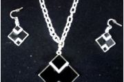 Bohemian Retro Silver Plated Geometric Enamel and Rhinestone Crystal Jewellery Set