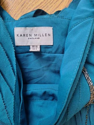 vintage y2k karen millen silk teal embellished