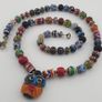 Vintage Venetian Style Mix Glass Beads & Old Face Pendant Necklace Image 7