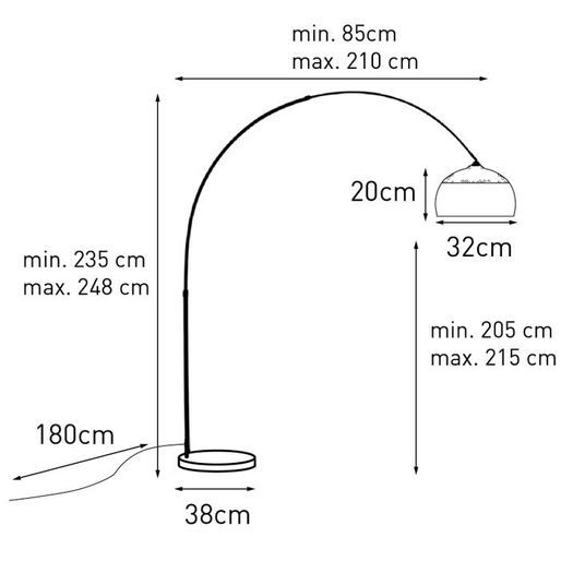 Chrome Arc Over Reach Lamps. Marble base. (Pair)