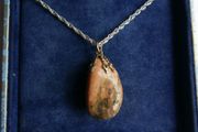 Vintage 925 Sterling Silver Brown Labradorite Pendant Necklace length 18" - 11,7g
